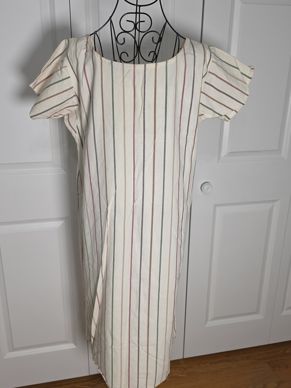 Vintage British Khaki by Robert Lighton Striped Midi Dress L